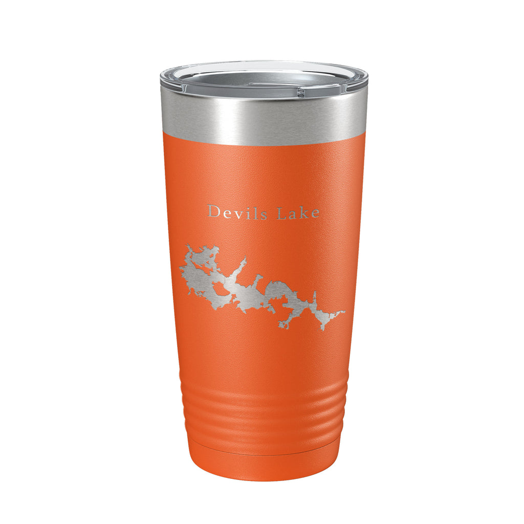 Devils Lake Map Tumbler Travel Mug Insulated Laser Engraved Coffee Cup North Dakota 20 oz