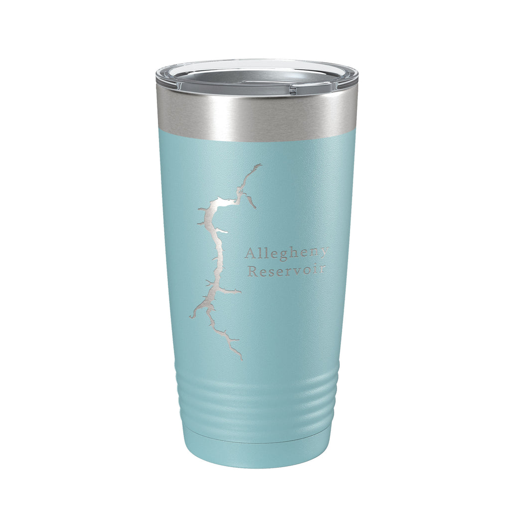 Allegheny Reservoir Tumbler Lake Map Travel Mug Insulated Laser Engraved Coffee Cup Pennsylvania 20 oz