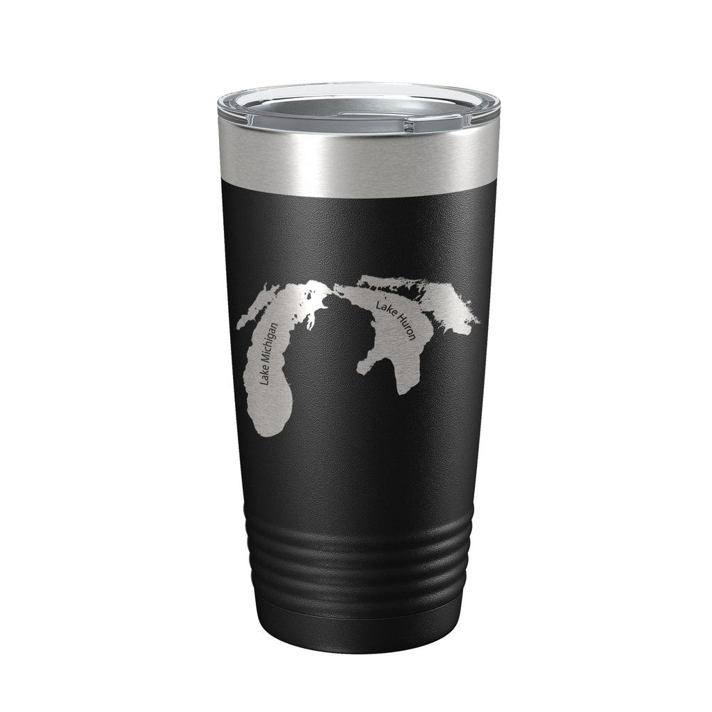 Lake Michigan-Huron Map Tumbler Travel Mug Insulated Laser Engraved Coffee Cup Illinois Wisconsin Indiana Michigan Ontario 20oz