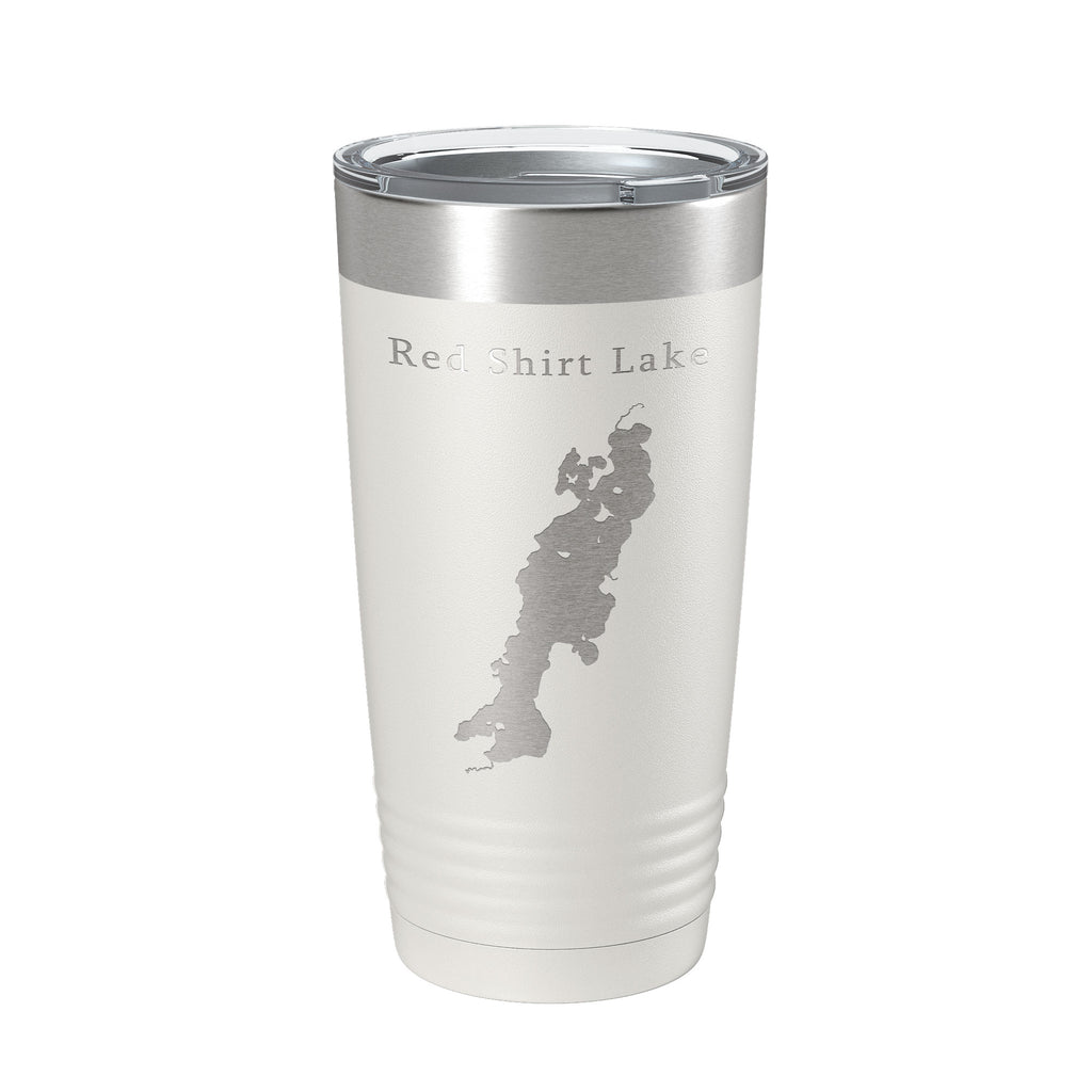 Red Shirt Lake Map Tumbler Travel Mug Insulated Laser Engraved Coffee Cup Alaska 20 oz