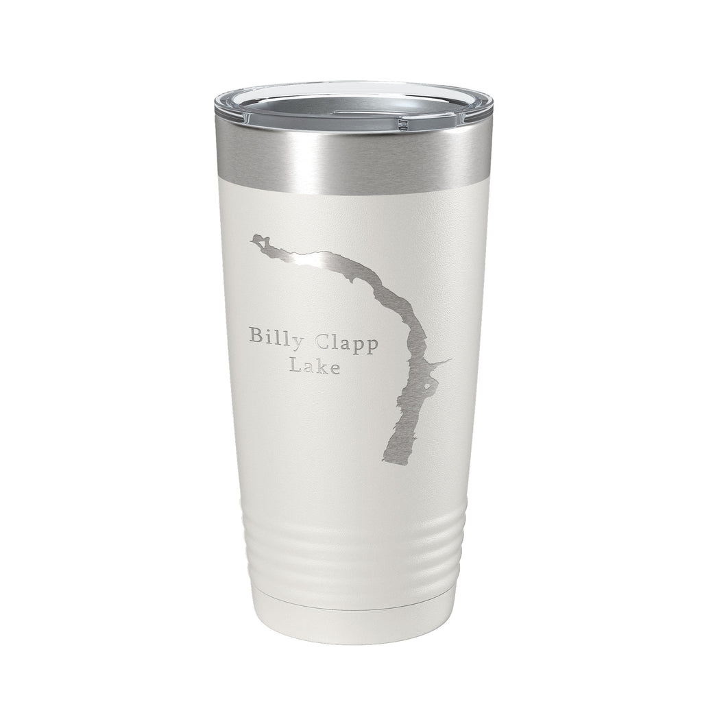 Billy Clapp Lake Map Tumbler Travel Mug Insulated Laser Engraved Coffee Cup Washington 20 oz