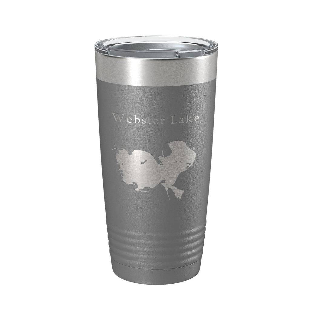 Webster Lake Map Tumbler Travel Mug Insulated Laser Engraved Coffee Cup Indiana 20 oz