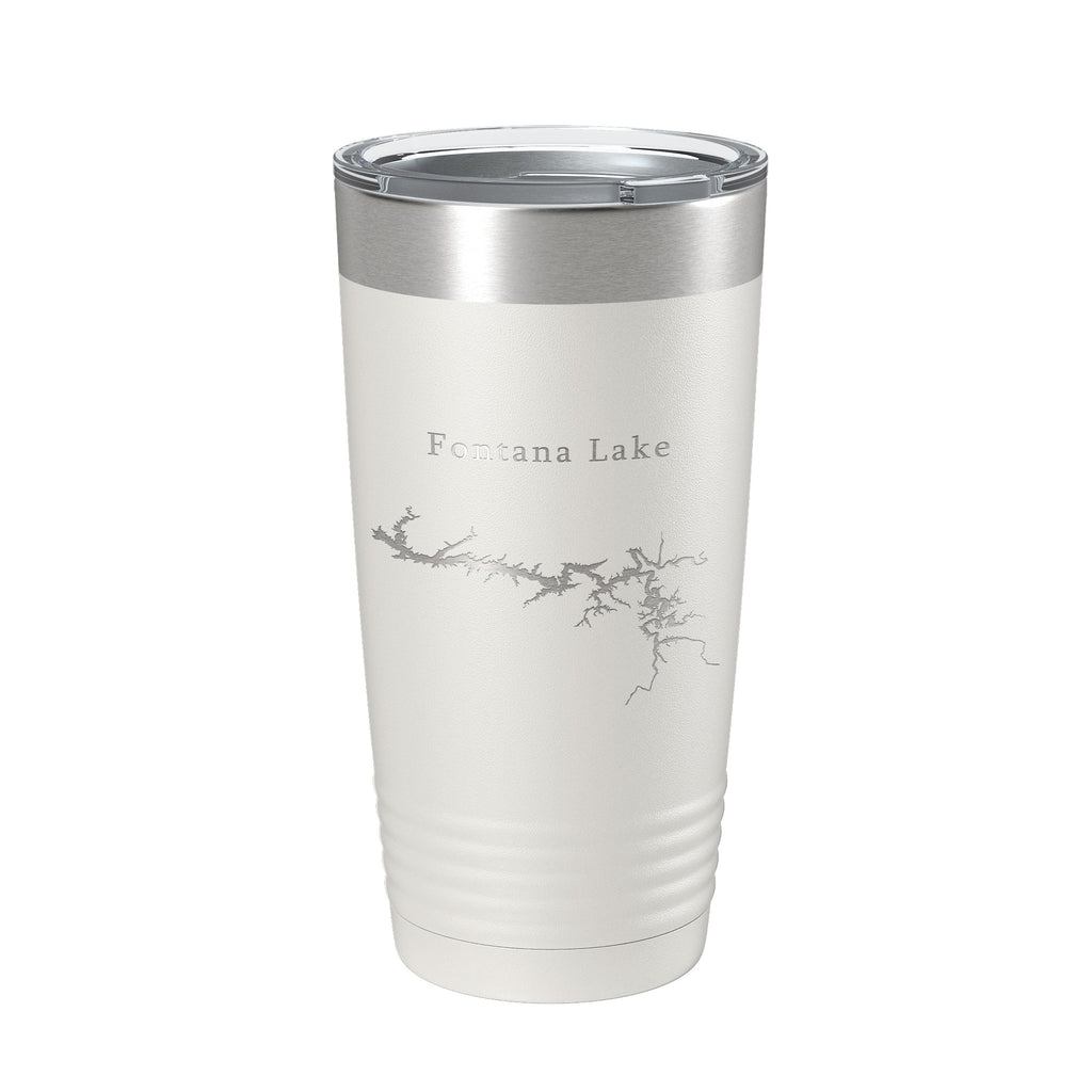 Fontana Lake Map Tumbler Travel Mug Insulated Laser Engraved Coffee Cup North Carolina 20 oz