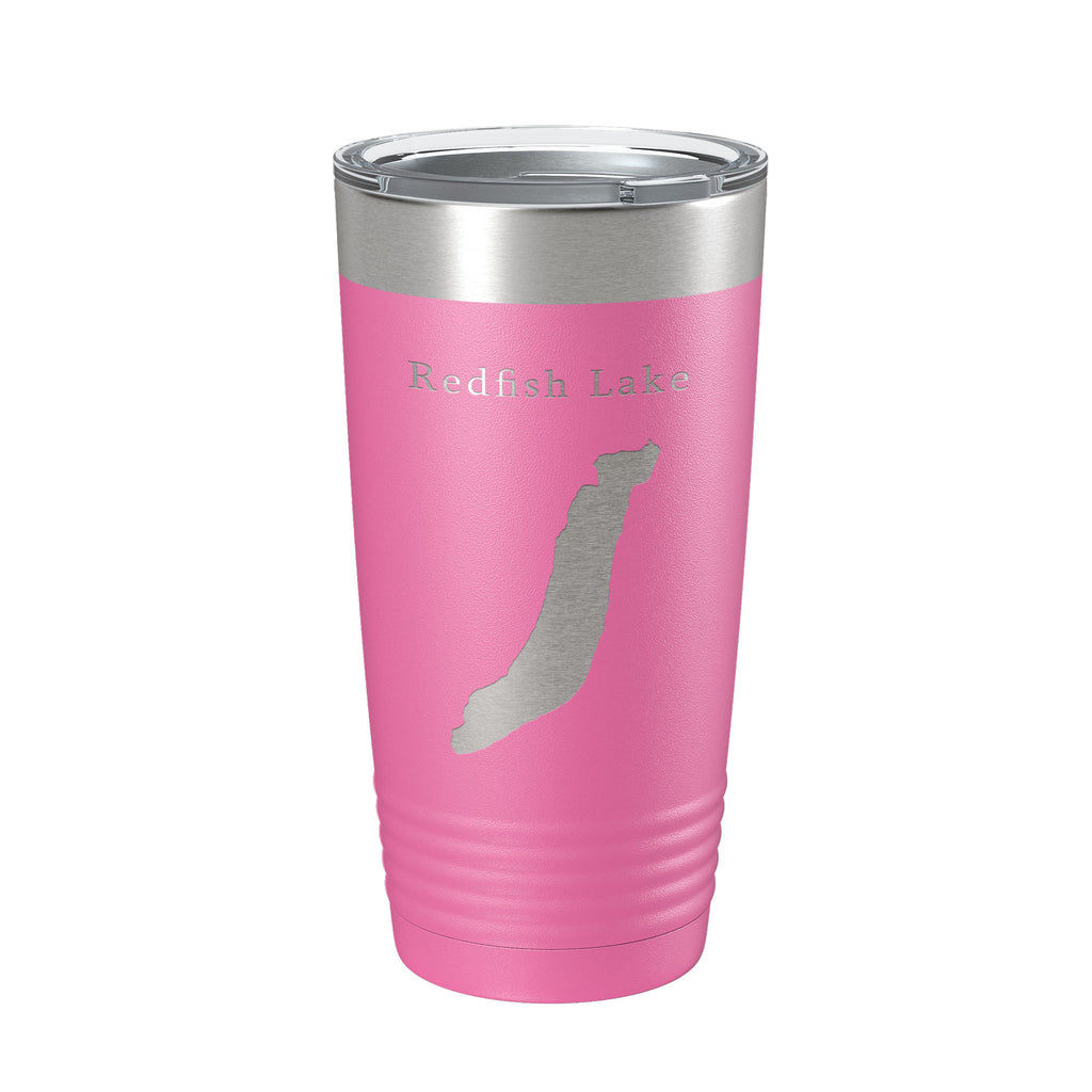 Redfish Lake Map Tumbler Travel Mug Insulated Laser Engraved Coffee Cup Idaho 20 oz