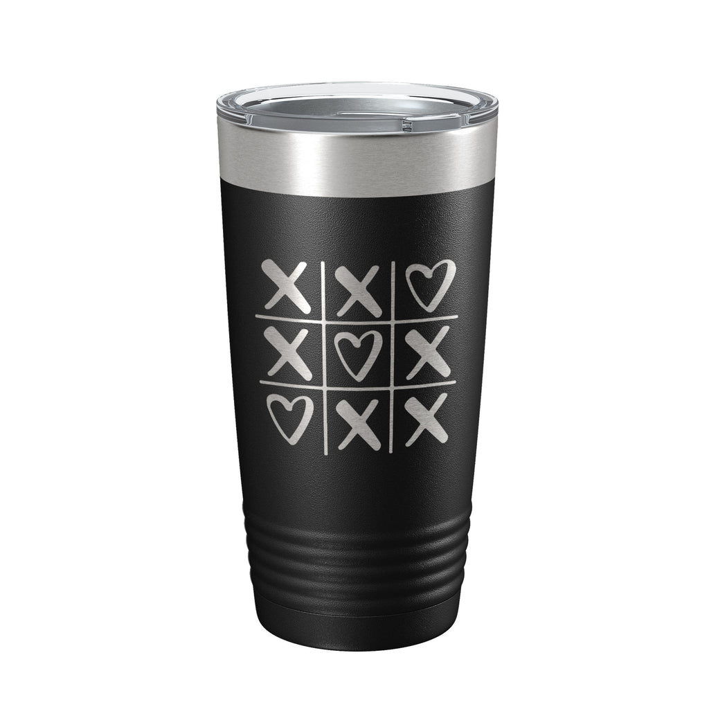 Valentine's Day Tumbler Tic Tac Toe Hearts Travel Mug Insulated Laser Engraved Coffee Cup 20 oz