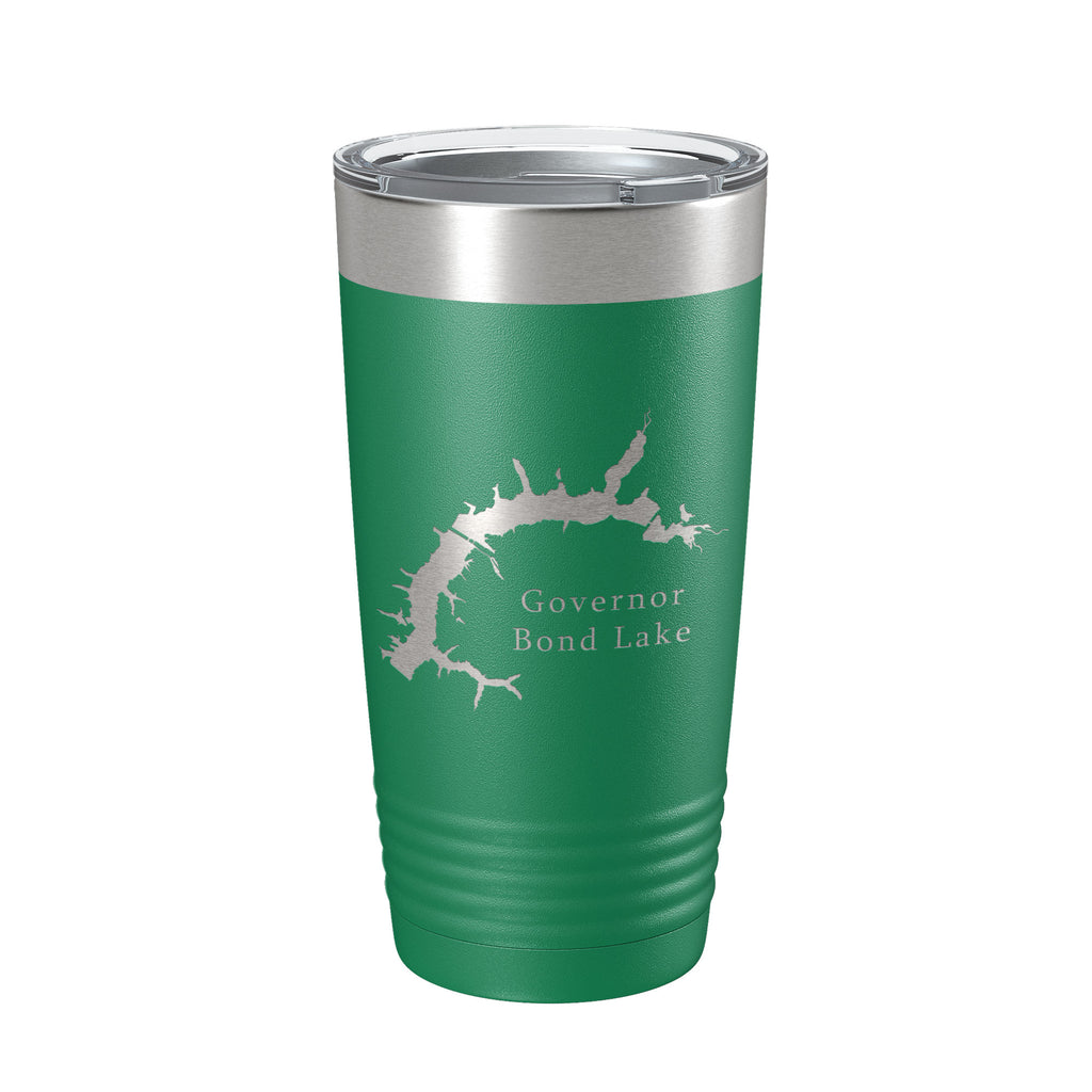 Governor Bond Lake Map Tumbler Travel Mug Insulated Laser Engraved Coffee Cup Illinois 20 oz