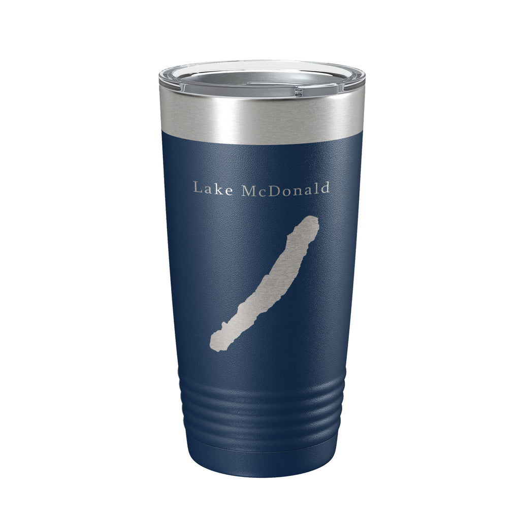 Lake McDonald Map Tumbler Travel Mug Insulated Laser Engraved Coffee Cup Glacier National Park Montana 20 oz