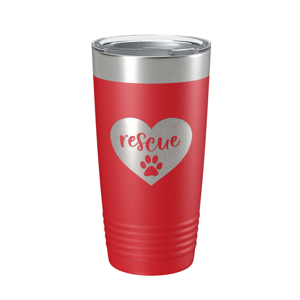 Rescue Dog Tumbler Love Heart Travel Mug Gift Insulated Laser Engraved Coffee Cup 20 oz