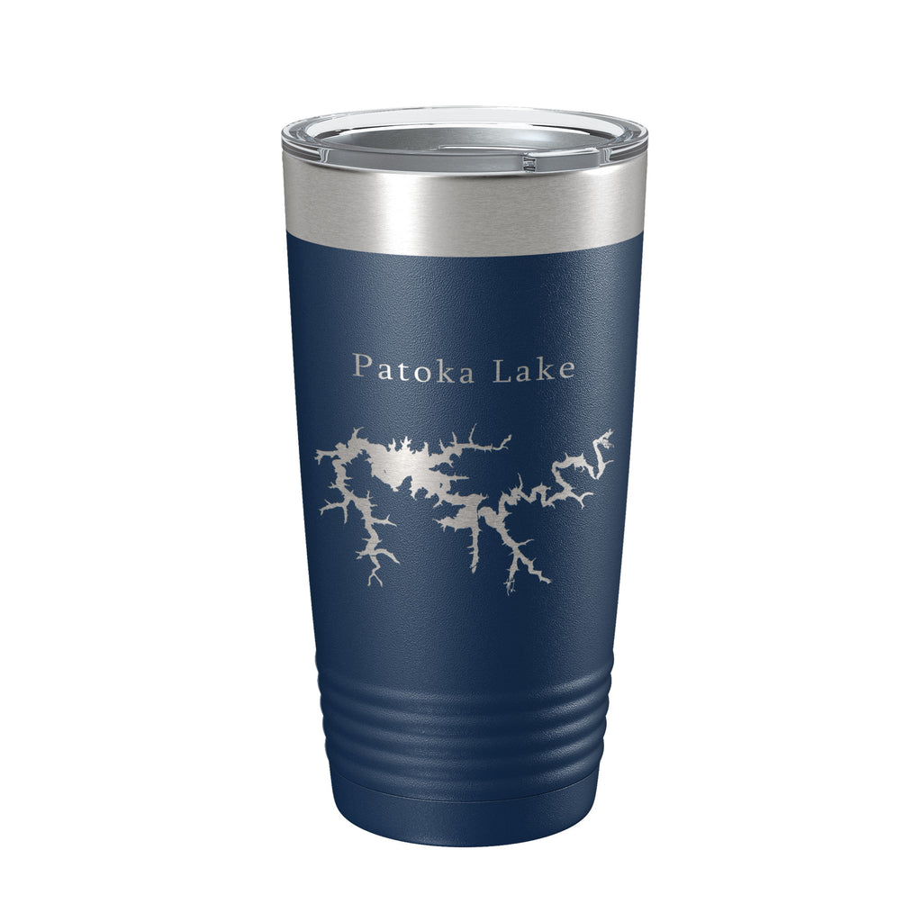 Patoka Lake Map Tumbler Travel Mug Insulated Laser Engraved Coffee Cup Indiana 20 oz