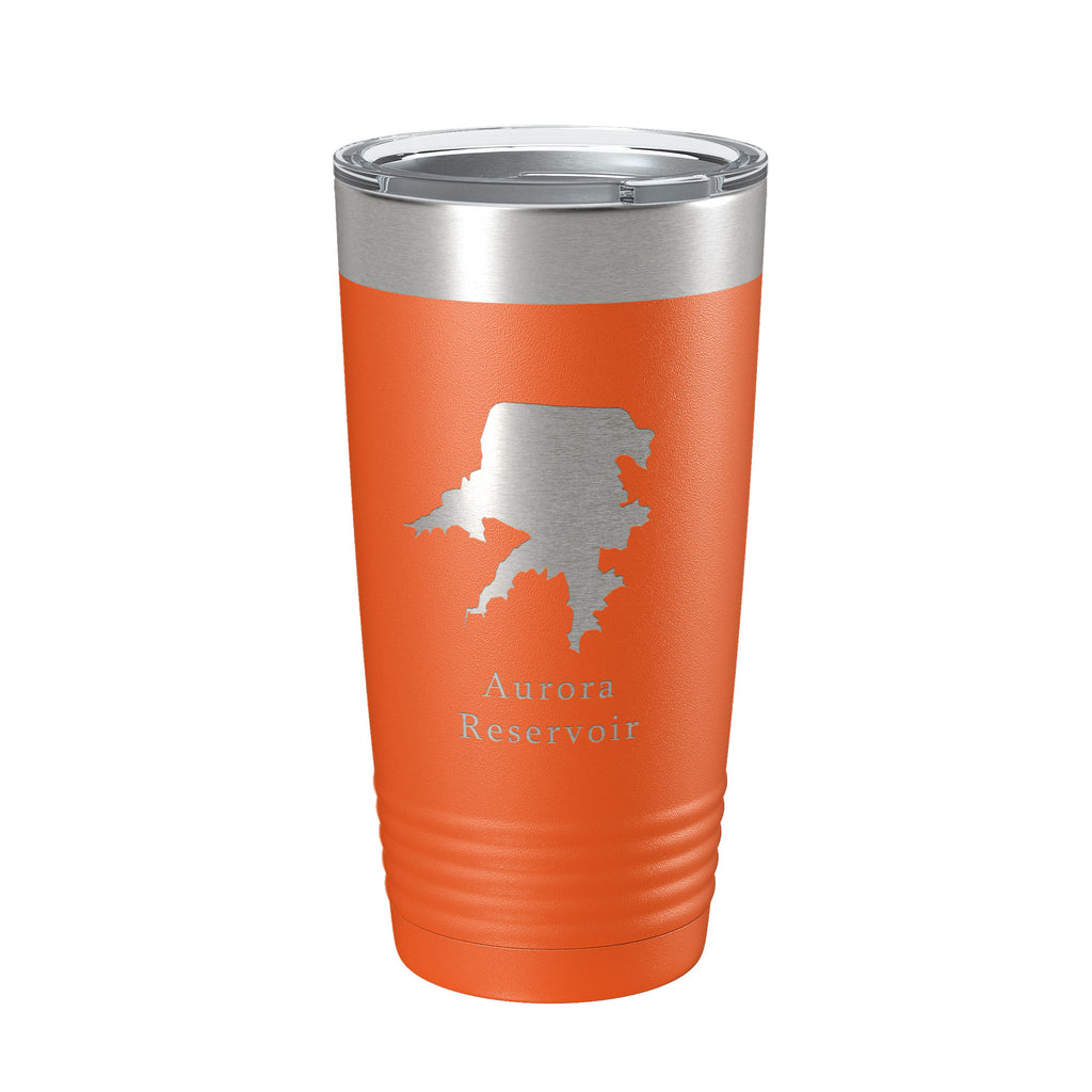 Aurora Reservoir Tumbler Lake Map Travel Mug Insulated Laser Engraved Coffee Cup Colorado 20 oz