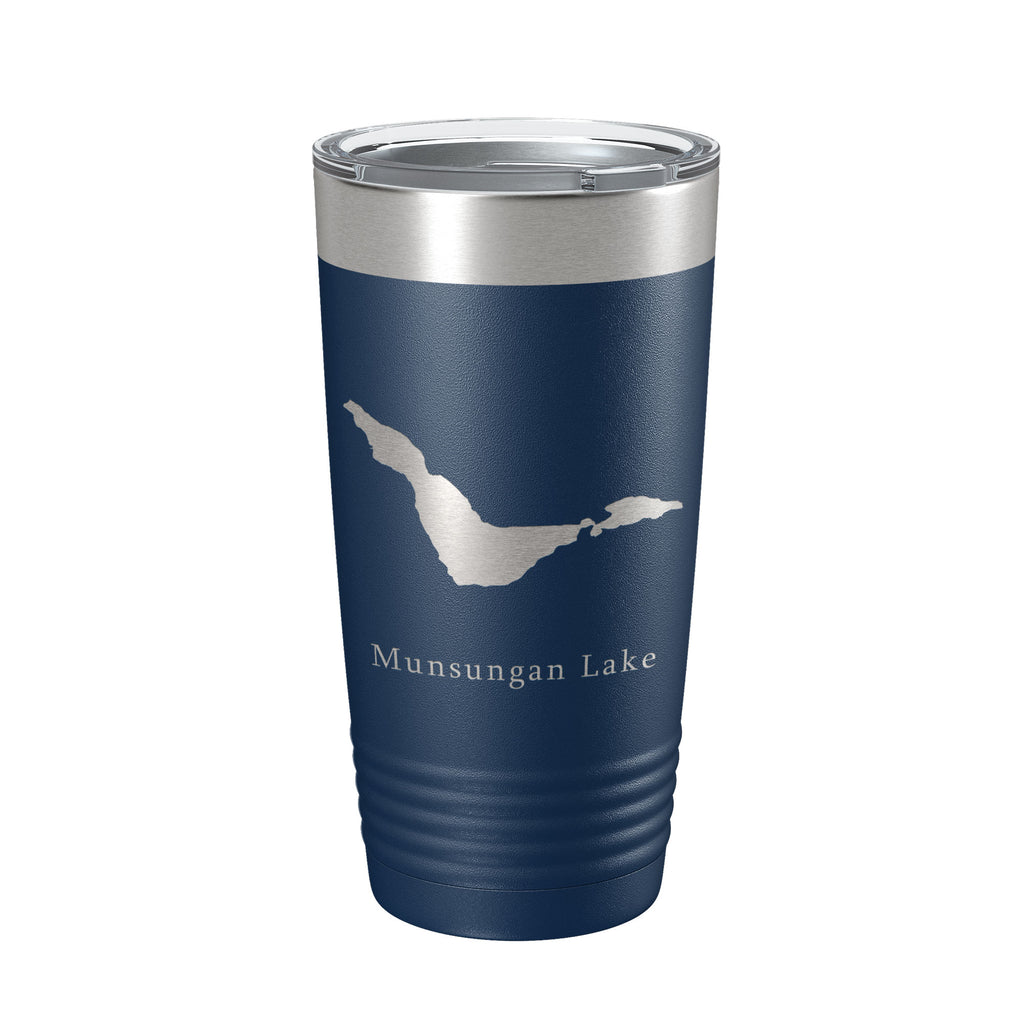 Munsungan Lake Map Tumbler Travel Mug Insulated Laser Engraved Coffee Cup Maine 20 oz