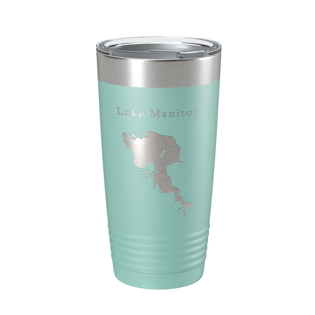 Lake Manitou Map Tumbler Travel Mug Insulated Laser Engraved Coffee Cup Indiana 20 oz