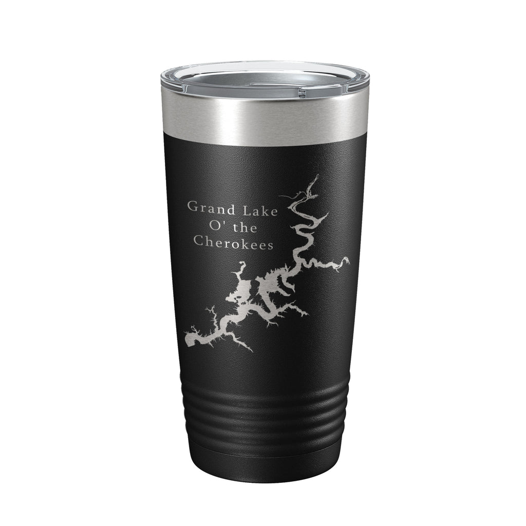 Grand Lake O' the Cherokees Map Tumbler Travel Mug Insulated Laser Engraved Coffee Cup Oklahoma 20 oz