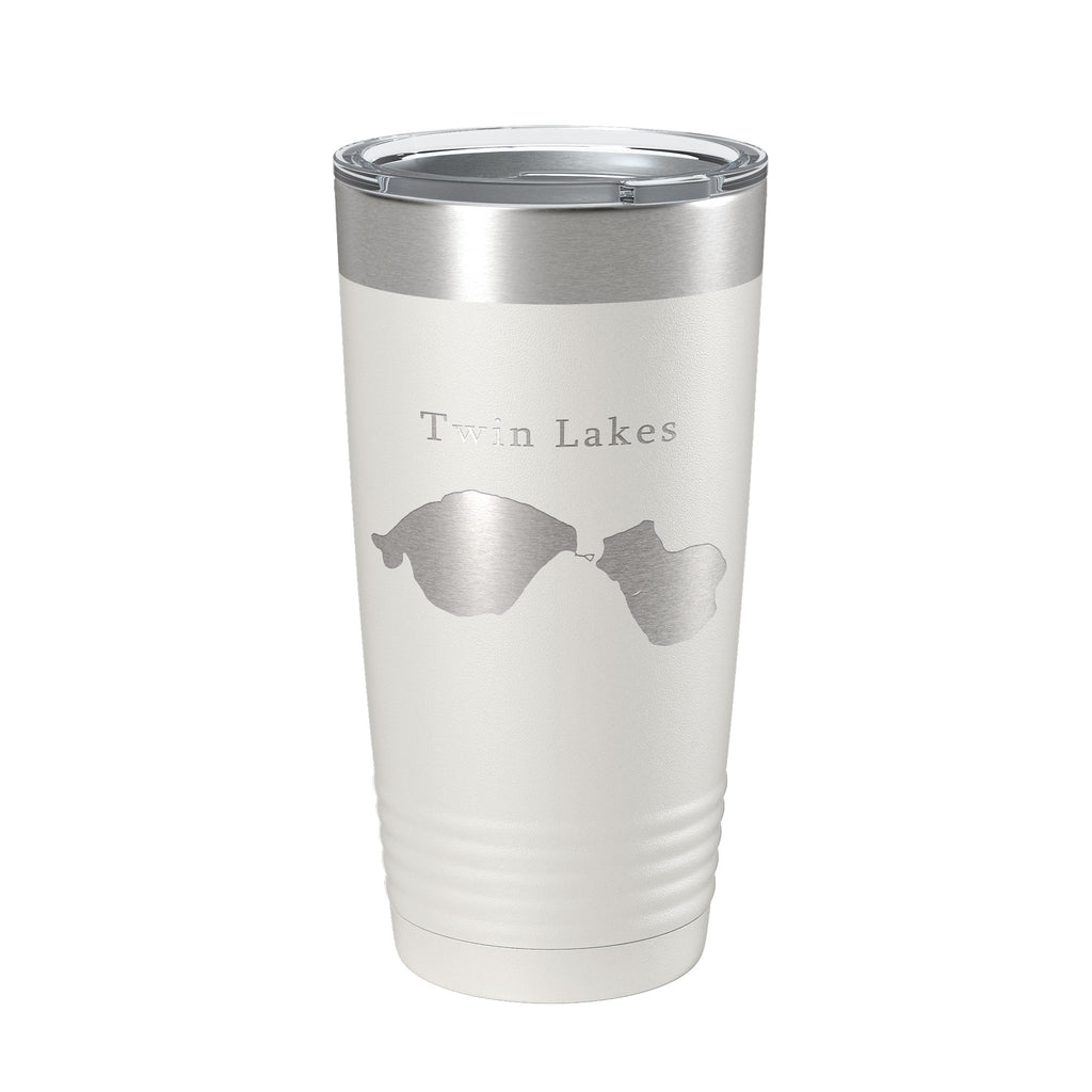 Twin Lakes Map Tumbler Travel Mug Insulated Laser Engraved Coffee Cup Lewiston Montmorency County Michigan 20 oz