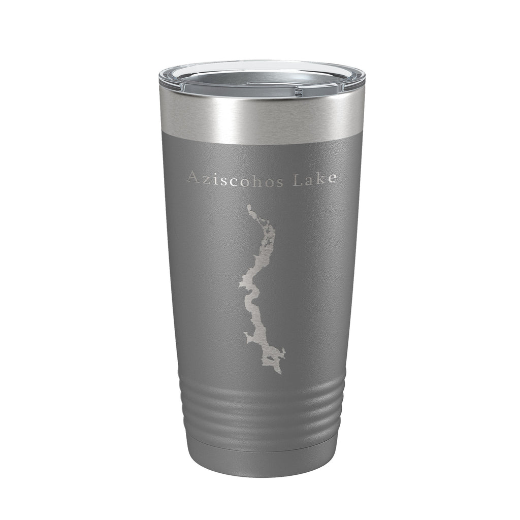 Aziscohos Lake Map Tumbler Travel Mug Insulated Laser Engraved Coffee Cup Maine 20 oz