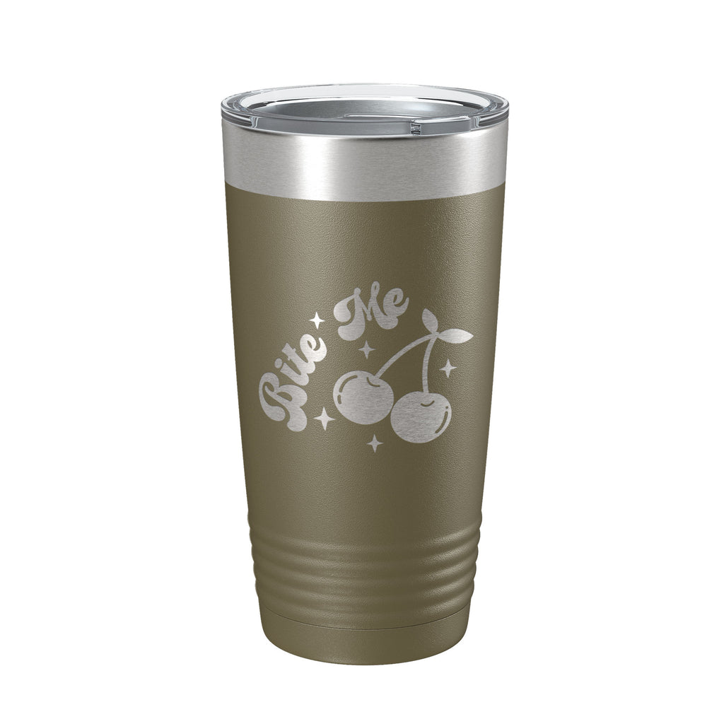 Bite Me Tumbler Funny Travel Mug Cherry Sweet And Tart Insulated Laser Engraved Coffee Cup 20 oz