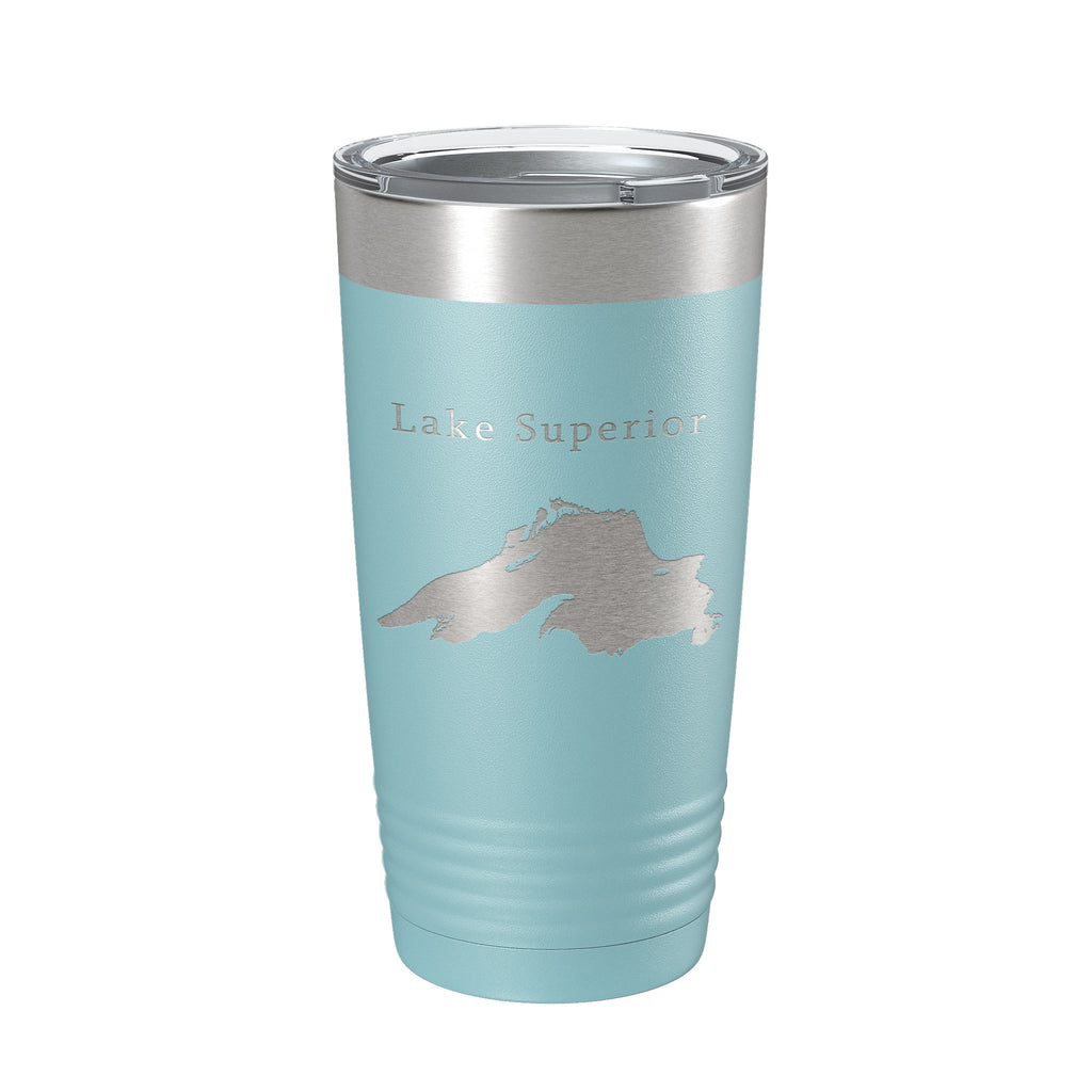 Lake Superior Map Tumbler Travel Mug Insulated Laser Engraved Coffee Cup Michigan Minnesota Wisconsin 20 oz