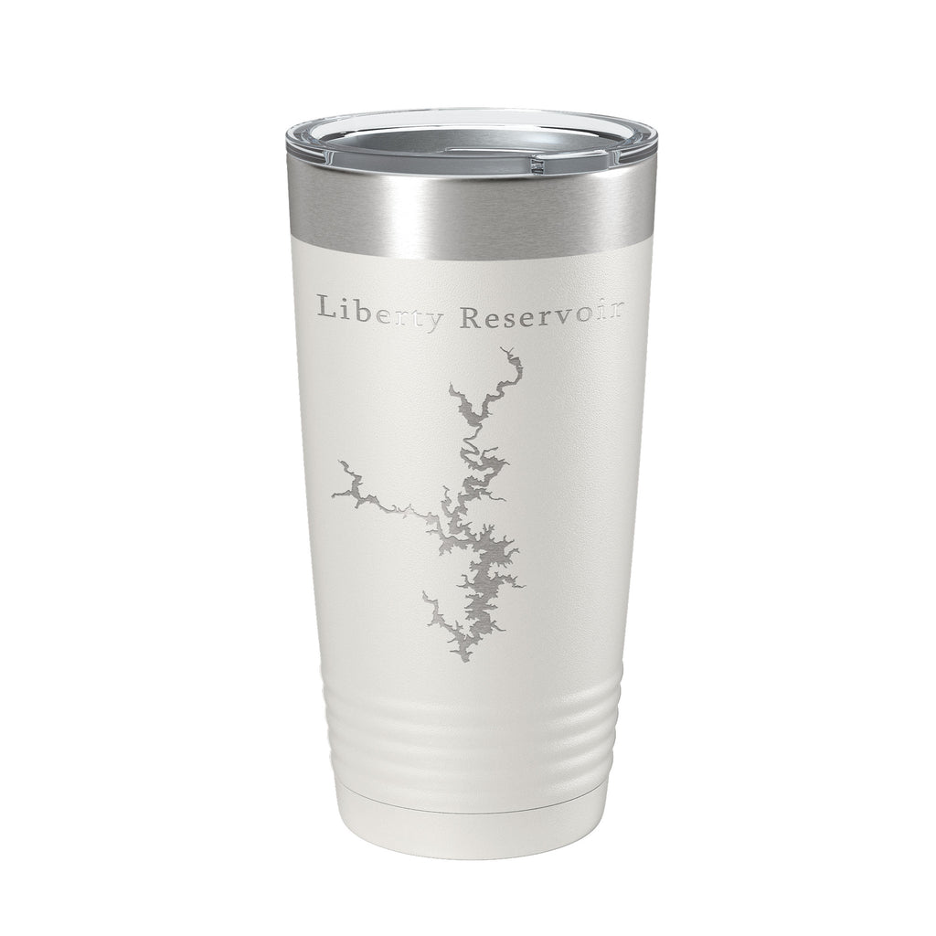 Liberty Reservoir Tumbler Lake Map Travel Mug Insulated Laser Engraved Coffee Cup Maryland 20 oz