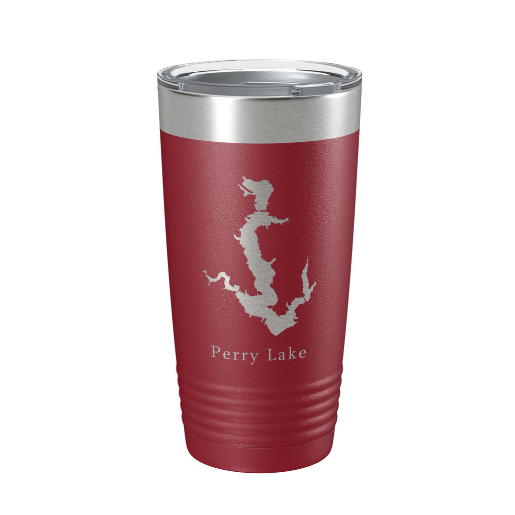 Perry Lake Map Tumbler Travel Mug Insulated Laser Engraved Coffee Cup Kansas 20 oz