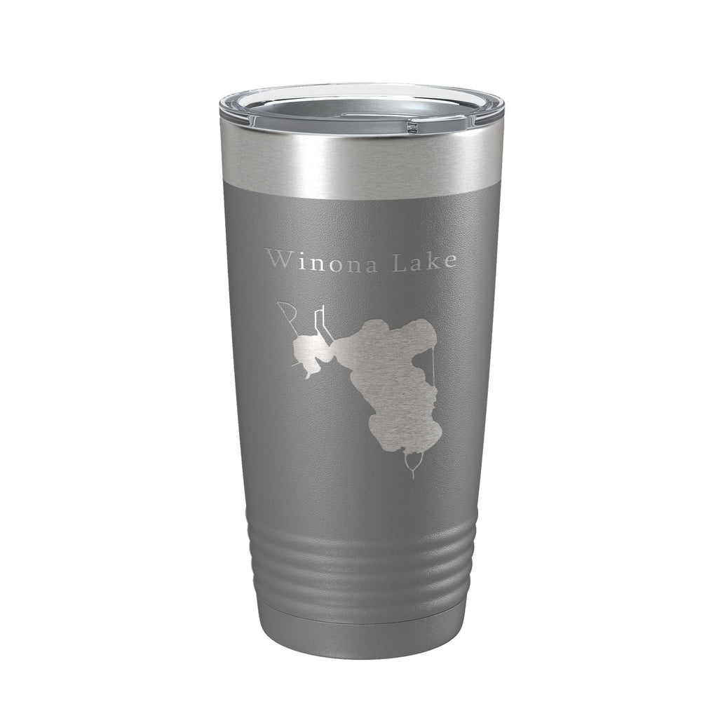 Winona Lake Map Tumbler Travel Mug Insulated Laser Engraved Coffee Cup Indiana 20 oz