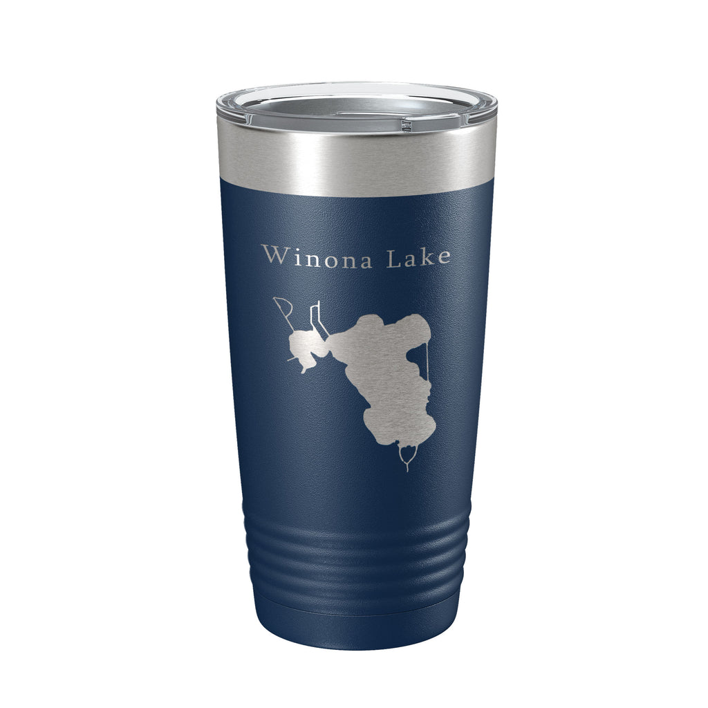 Winona Lake Map Tumbler Travel Mug Insulated Laser Engraved Coffee Cup Indiana 20 oz