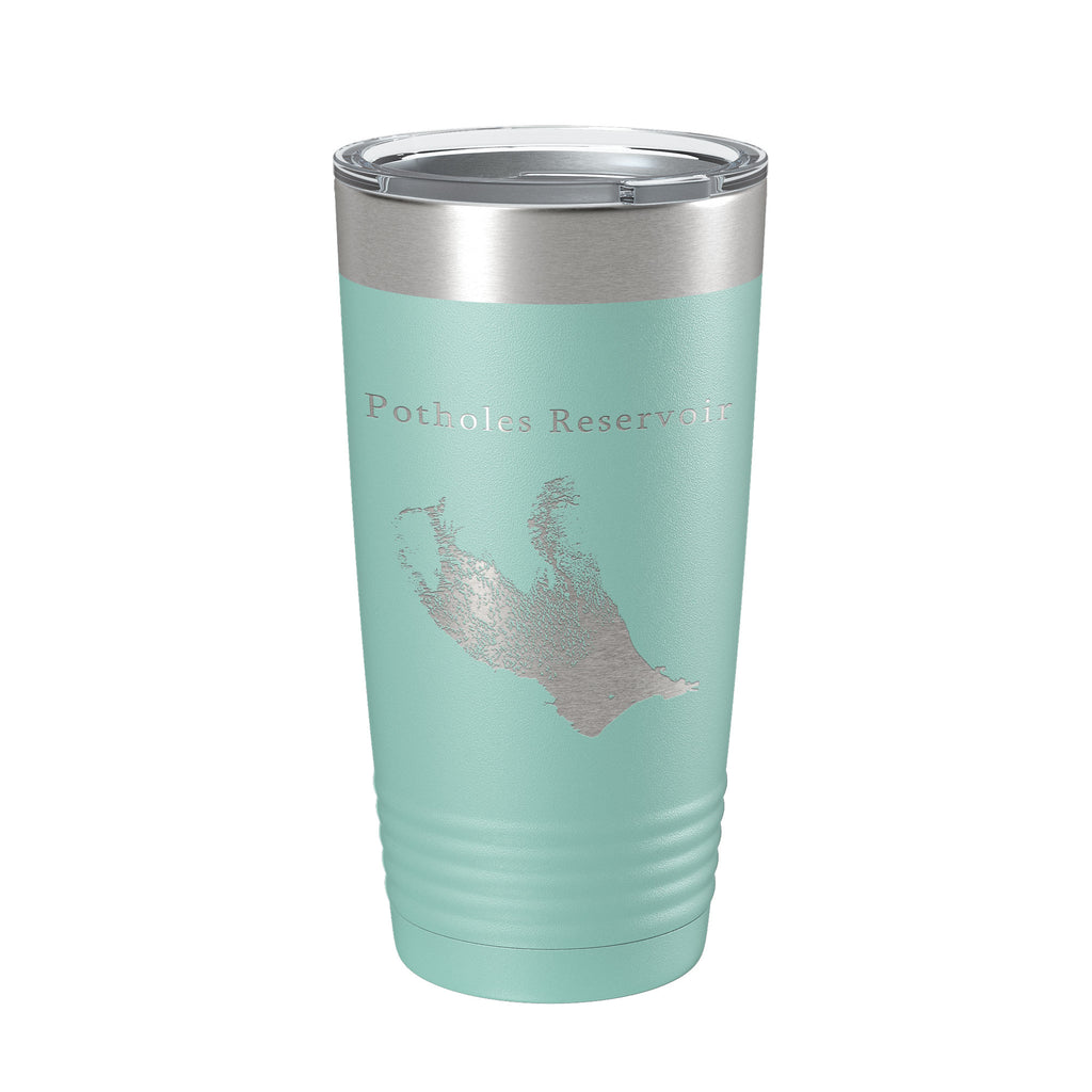 Potholes Reservoir Tumbler Lake Map Travel Mug Insulated Laser Engraved Coffee Cup Washington 20 oz