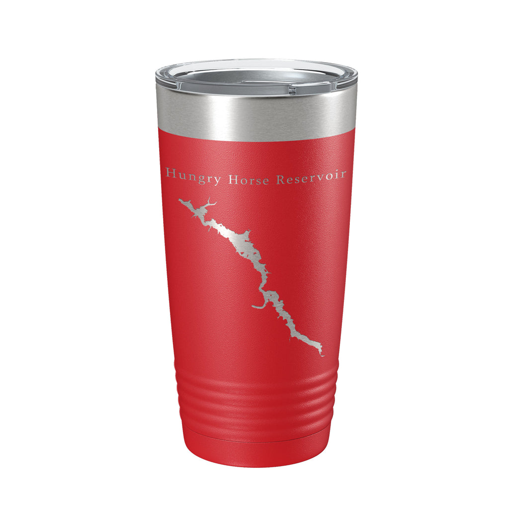 Hungry Horse Reservoir Tumbler Lake Map Travel Mug Insulated Laser Engraved Coffee Cup Montana 20 oz