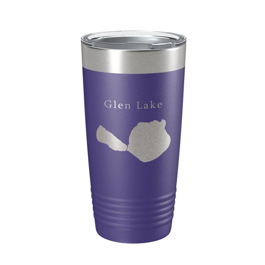 Big & Little Glen Lakes Map Tumbler Travel Mug Insulated Laser Engraved Coffee Cup Michigan 20 oz