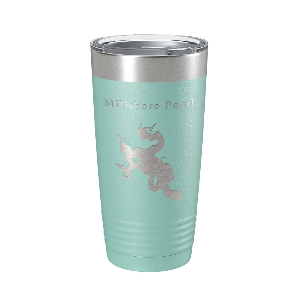 Millsboro Pond Tumbler Lake Map Travel Mug Insulated Laser Engraved Coffee Cup Delaware 20 oz