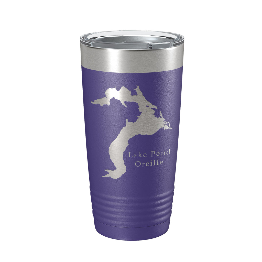 Lake Pend Oreille Map Tumbler Travel Mug Insulated Laser Engraved Coffee Cup Idaho 20 oz