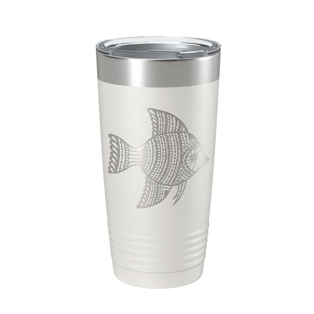 Fish Tumbler Zentangle Travel Mug Insulated Laser Engraved Coffee Cup 20 oz