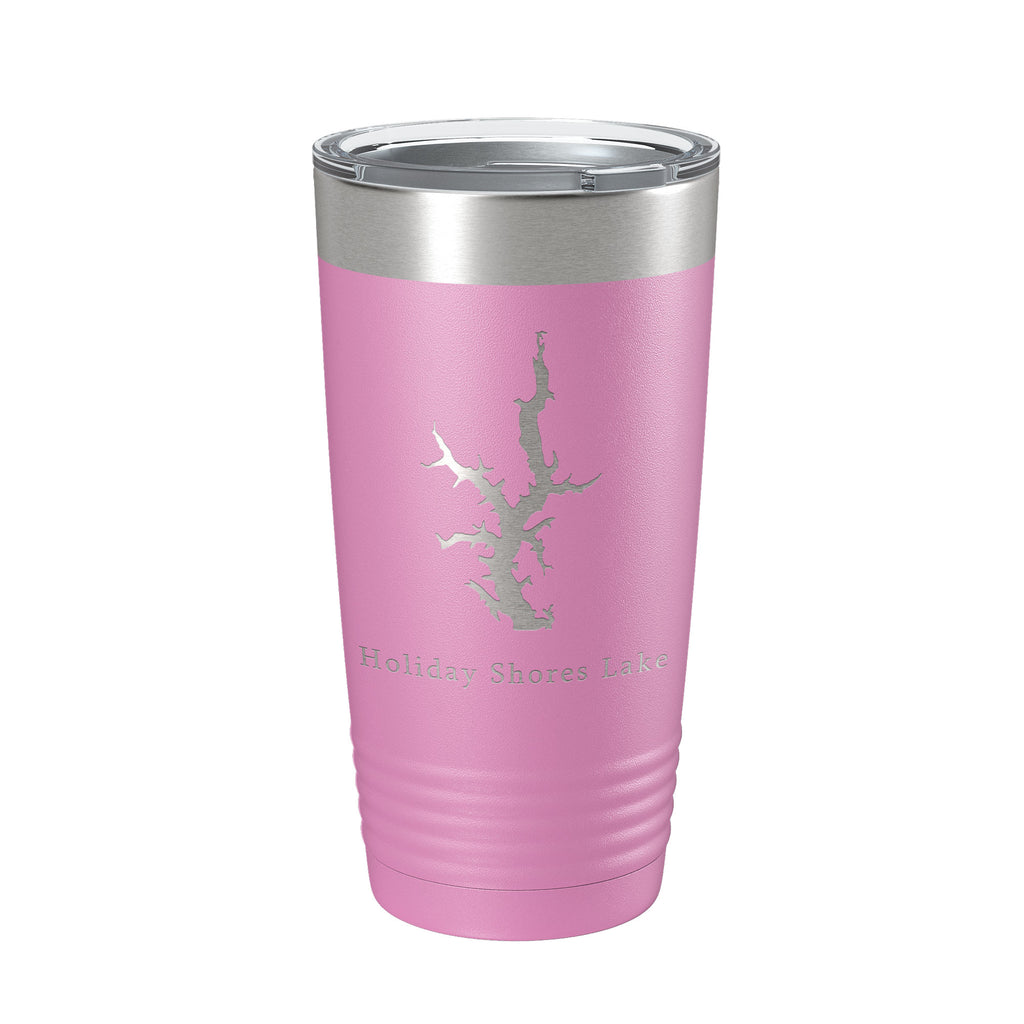 Holiday Shores Lake Map Tumbler Travel Mug Insulated Laser Engraved Coffee Cup Illinois 20 oz