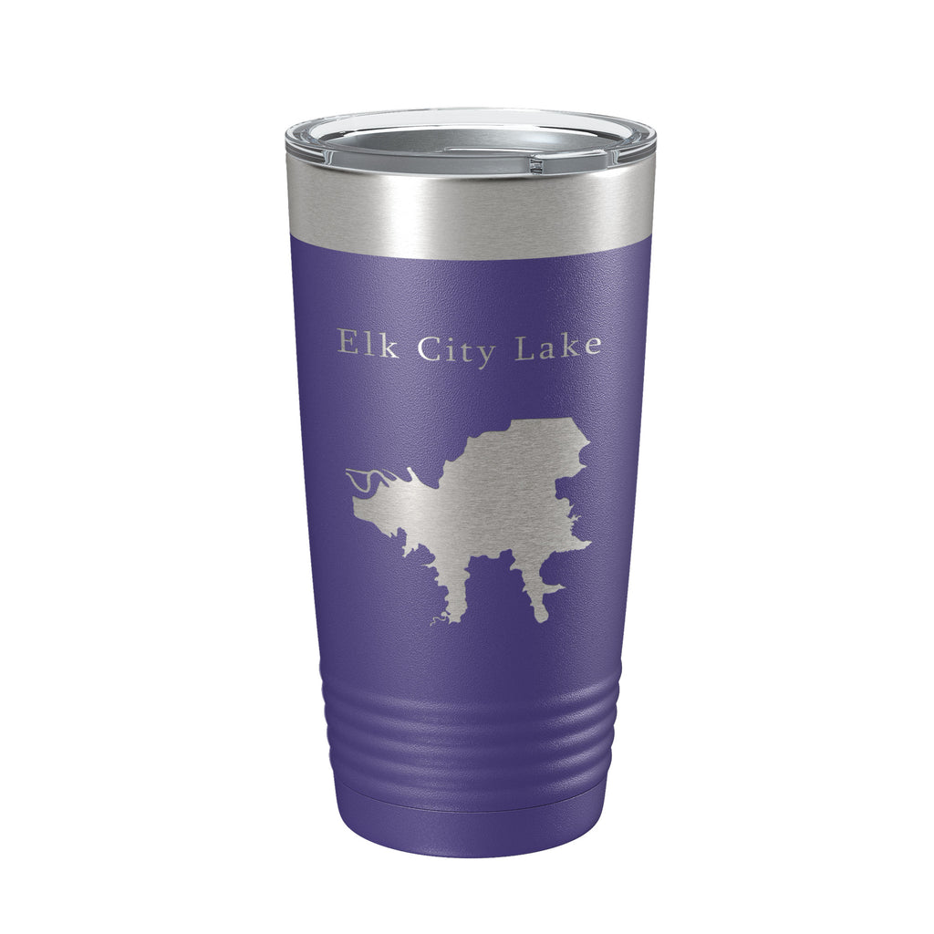 Elk City Lake Map Tumbler Travel Mug Insulated Laser Engraved Coffee Cup Kansas 20 oz