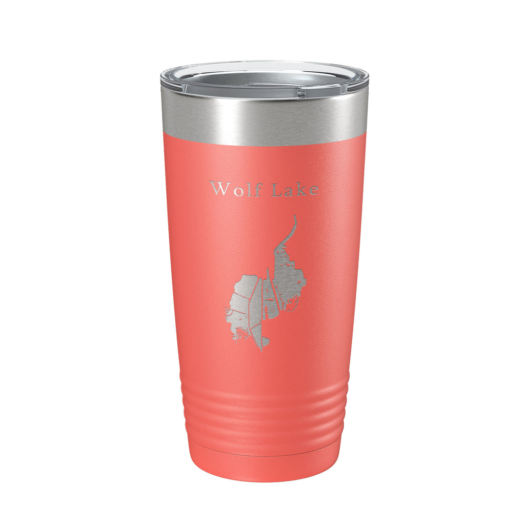 Wolf Lake Map Tumbler Travel Mug Insulated Laser Engraved Coffee Cup Indiana Illinois 20 oz