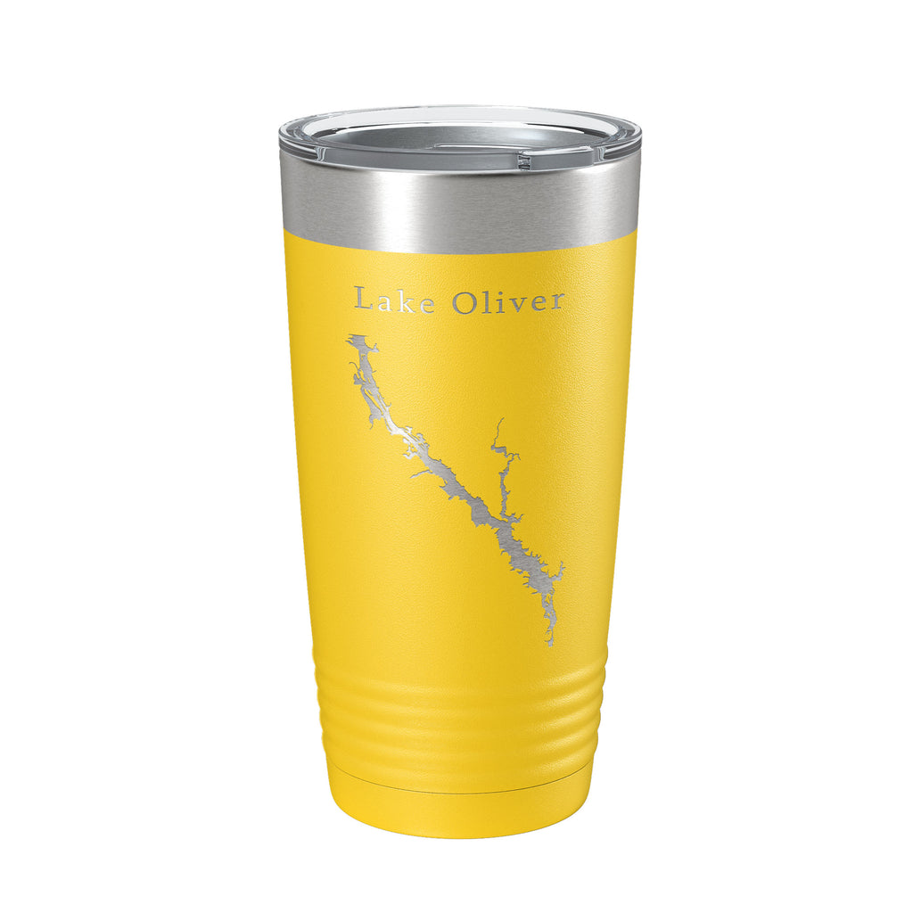 Lake Oliver Map Tumbler Travel Mug Insulated Laser Engraved Coffee Cup Alabama Georgia 20 oz