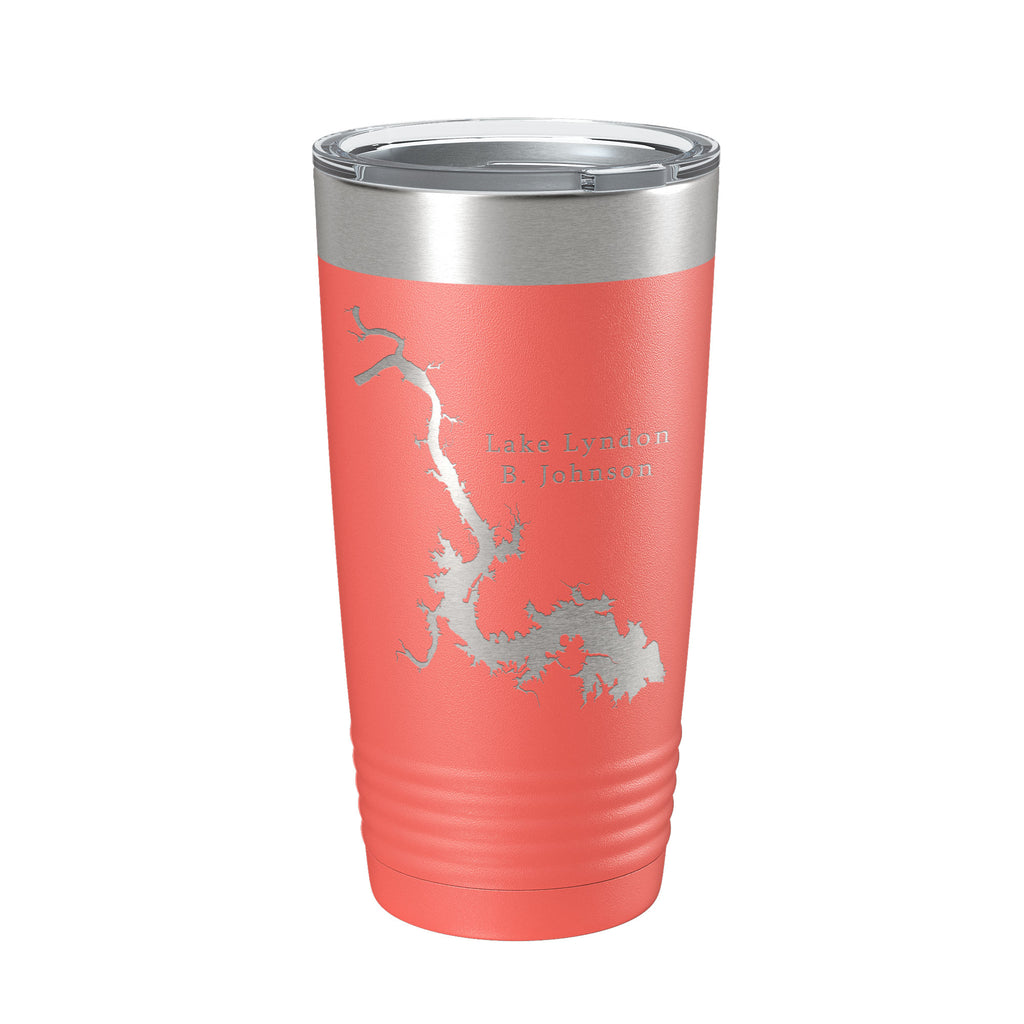 Lake Lyndon B. Johnson Map Tumbler Travel Mug Insulated Laser Engraved Coffee Cup Texas 20 oz