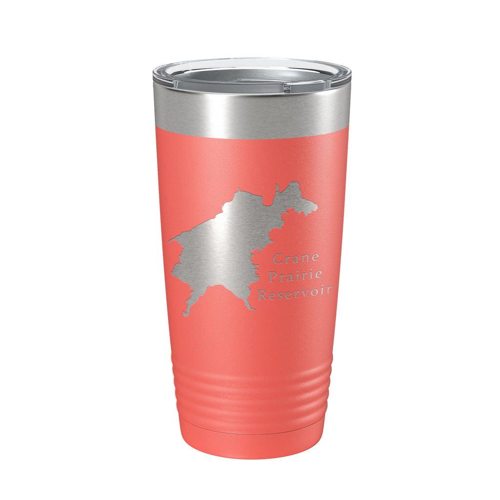 Crane Prairie Reservoir Tumbler Lake Map Travel Mug Insulated Laser Engraved Coffee Cup Oregon 20 oz