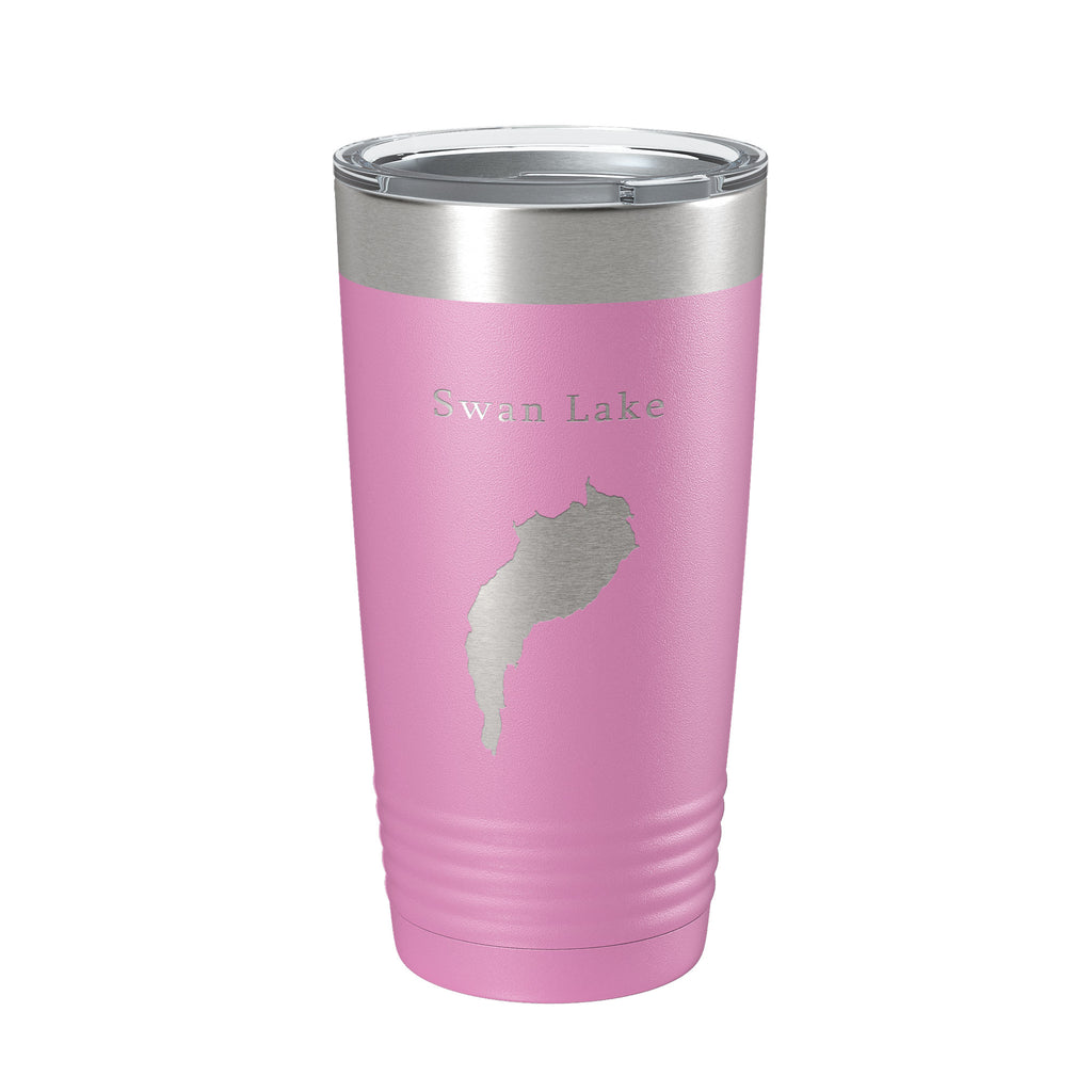 Swan Lake Map Tumbler Travel Mug Insulated Laser Engraved Coffee Cup Maine 20 oz