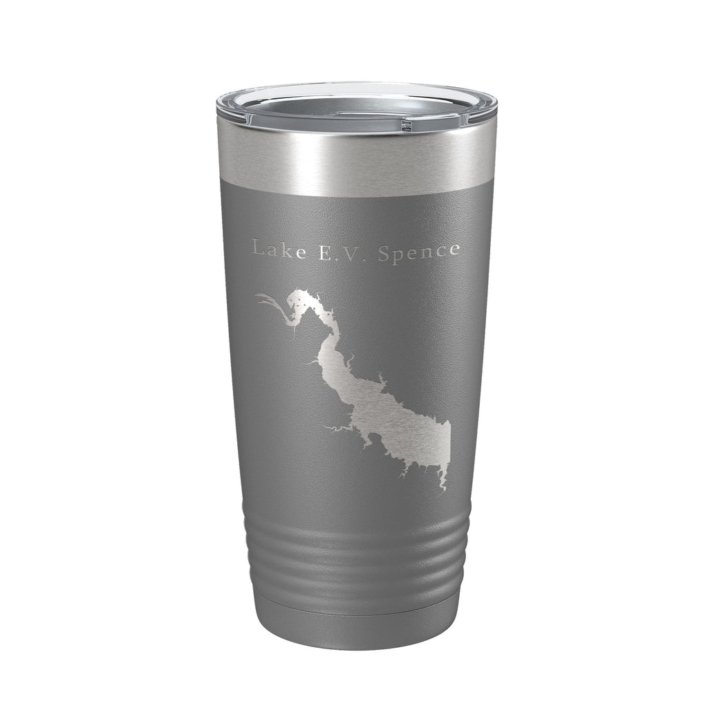 Lake E.V. Spence Reservoir Map Tumbler Travel Mug Insulated Laser Engraved Coffee Cup Texas 20 oz