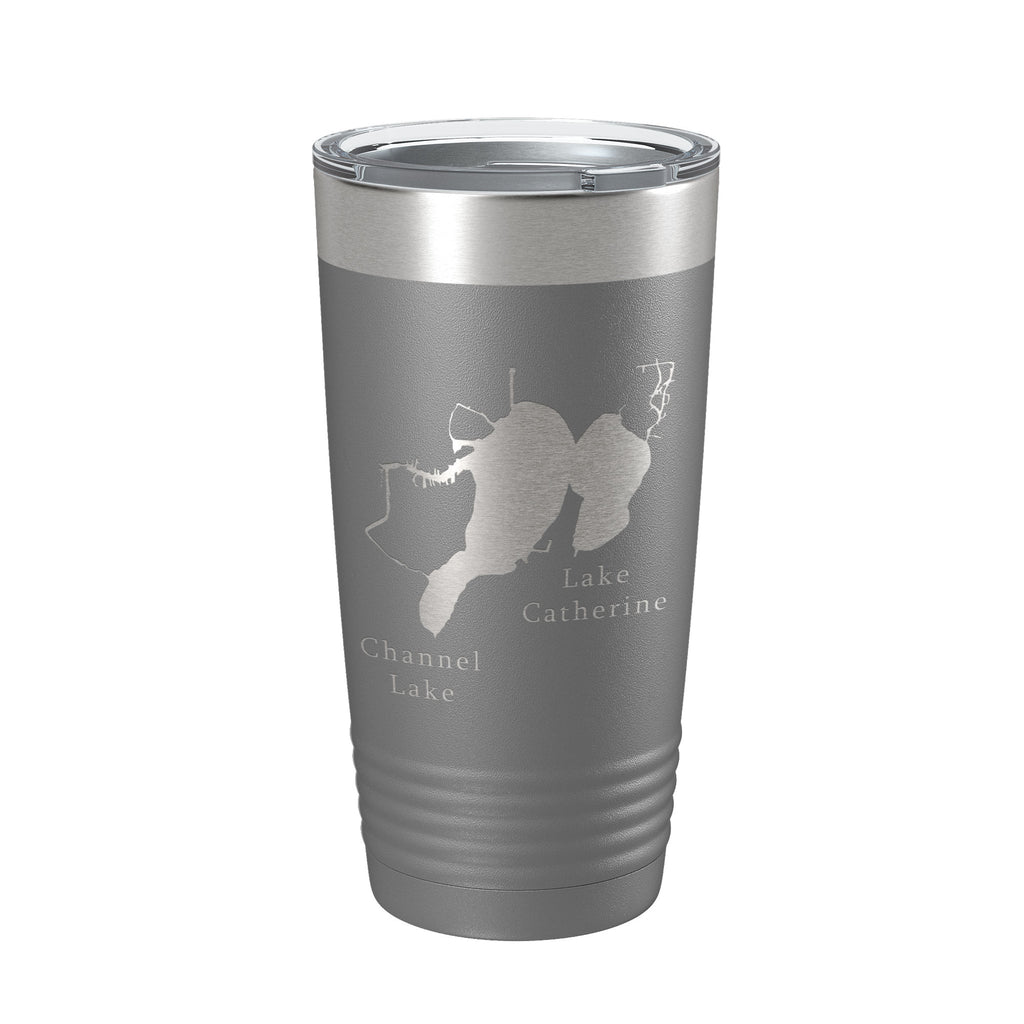 Channel Lake Catherine Lake Map Tumbler Travel Mug Insulated Laser Engraved Coffee Cup Illinois 20 oz