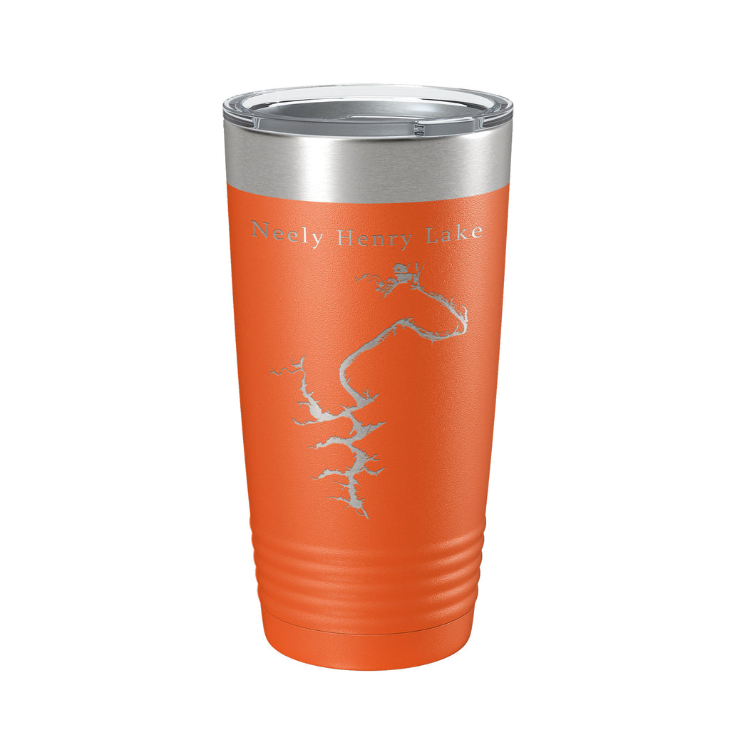 Neely Henry Lake Map Tumbler Travel Mug Insulated Laser Engraved Coffee Cup Alabama 20 oz