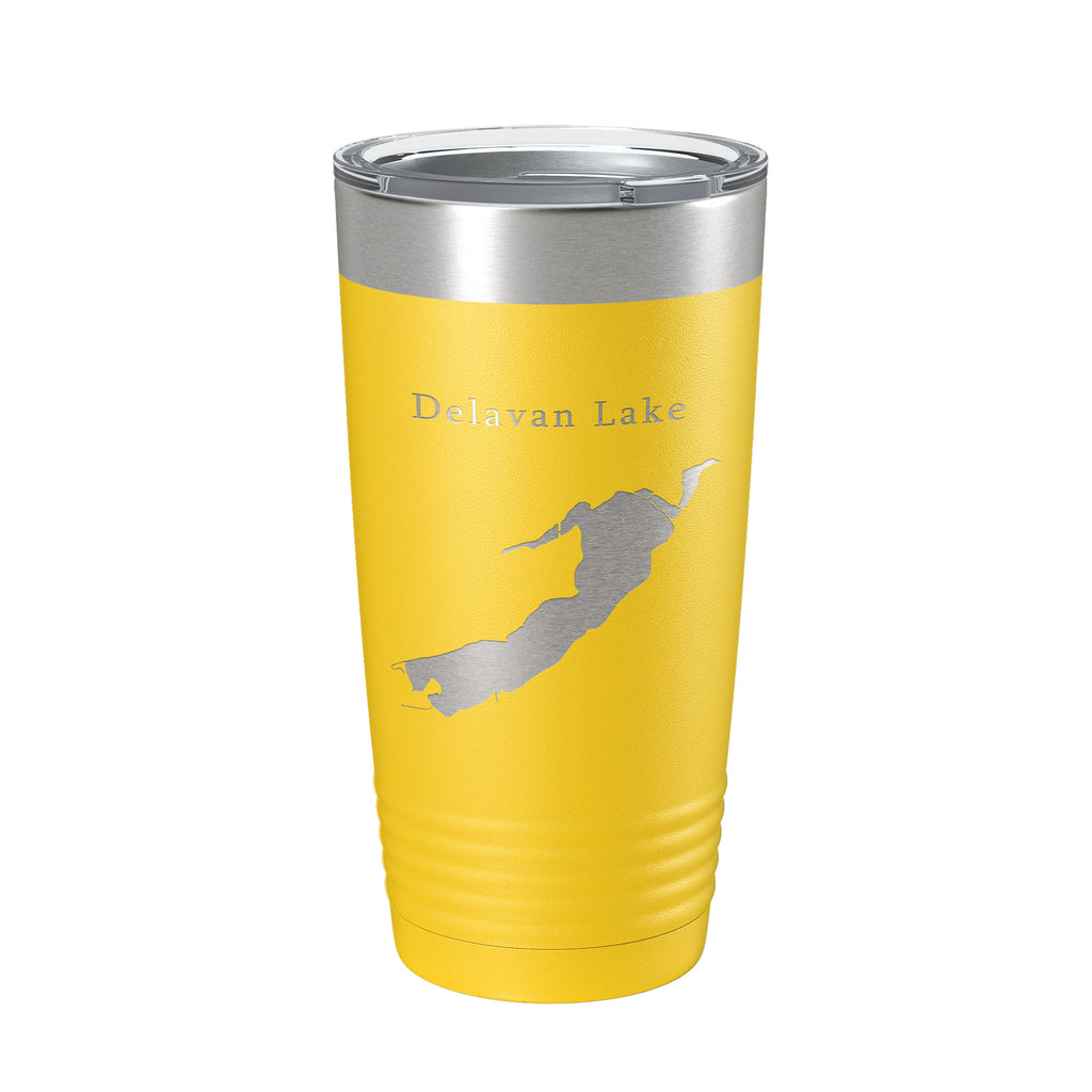 Delavan Lake Map Tumbler Travel Mug Insulated Laser Engraved Coffee Cup Wisconsin 20 oz