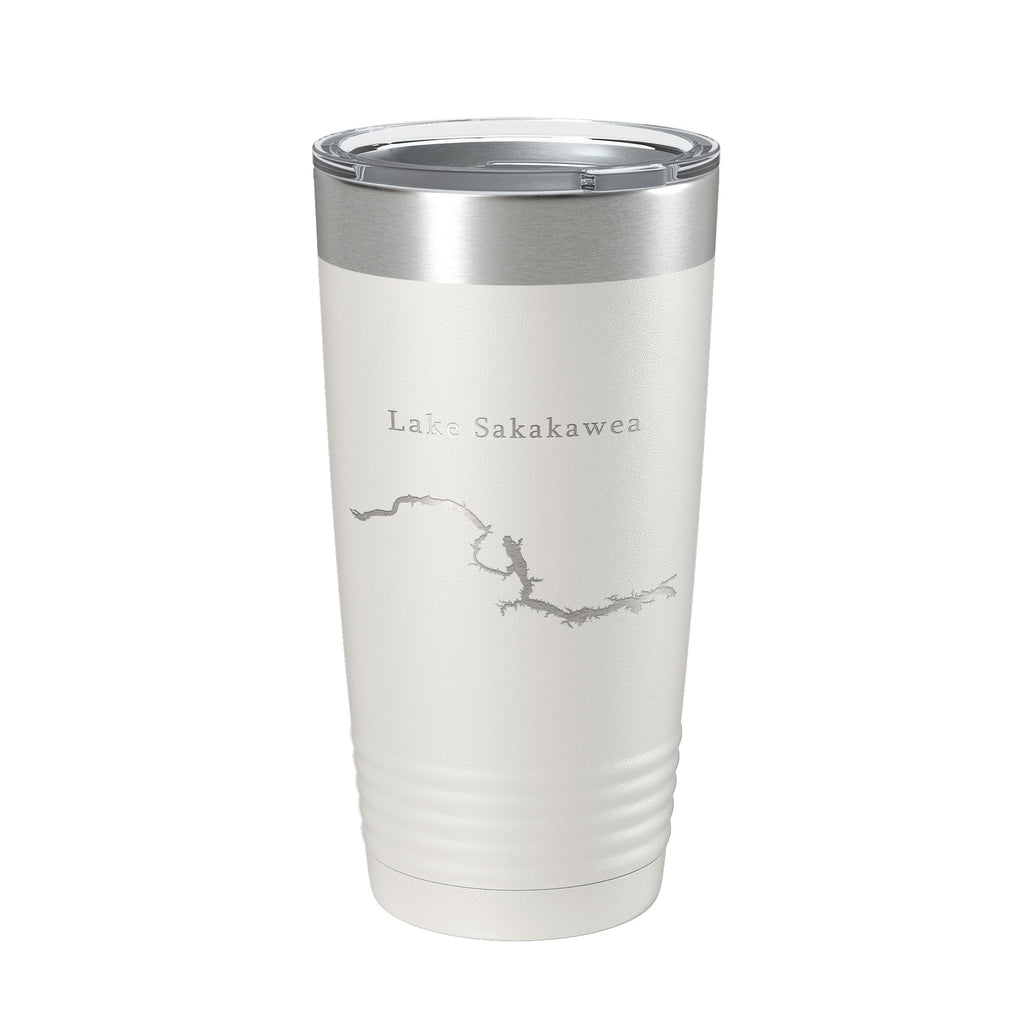 Lake Sakakawea Map Tumbler Travel Mug Insulated Laser Engraved Coffee Cup North Dakota 20 oz