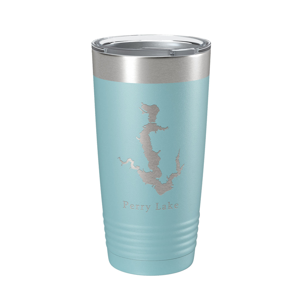 Perry Lake Map Tumbler Travel Mug Insulated Laser Engraved Coffee Cup Kansas 20 oz