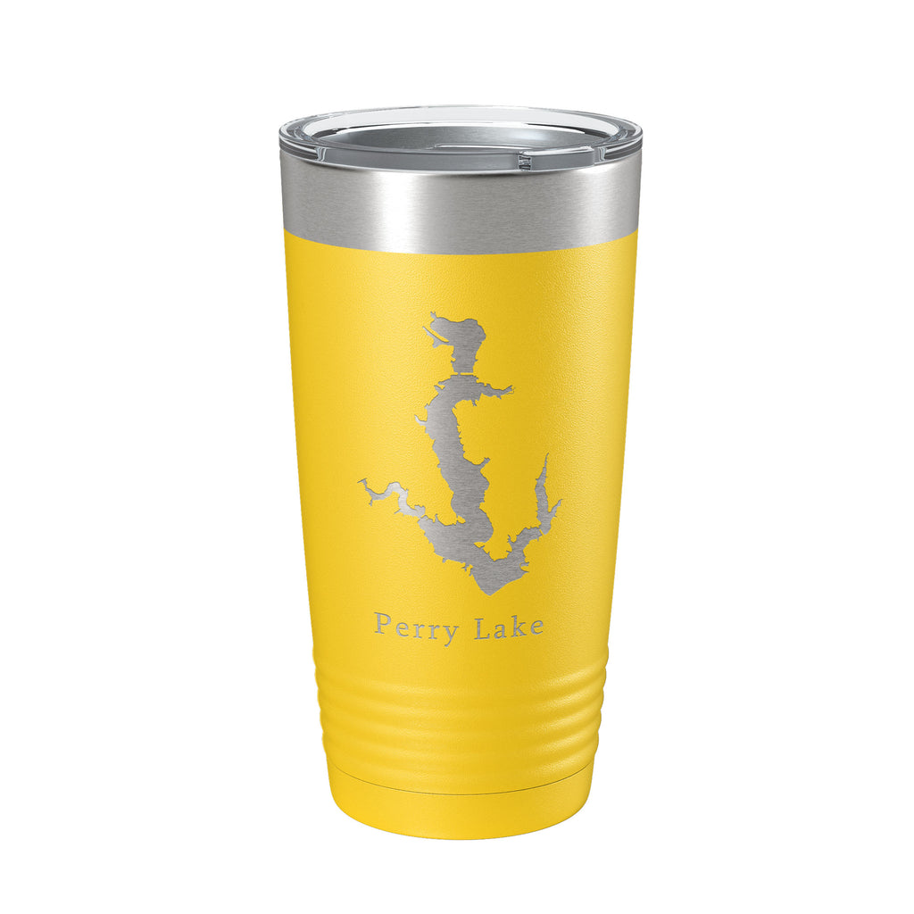 Perry Lake Map Tumbler Travel Mug Insulated Laser Engraved Coffee Cup Kansas 20 oz