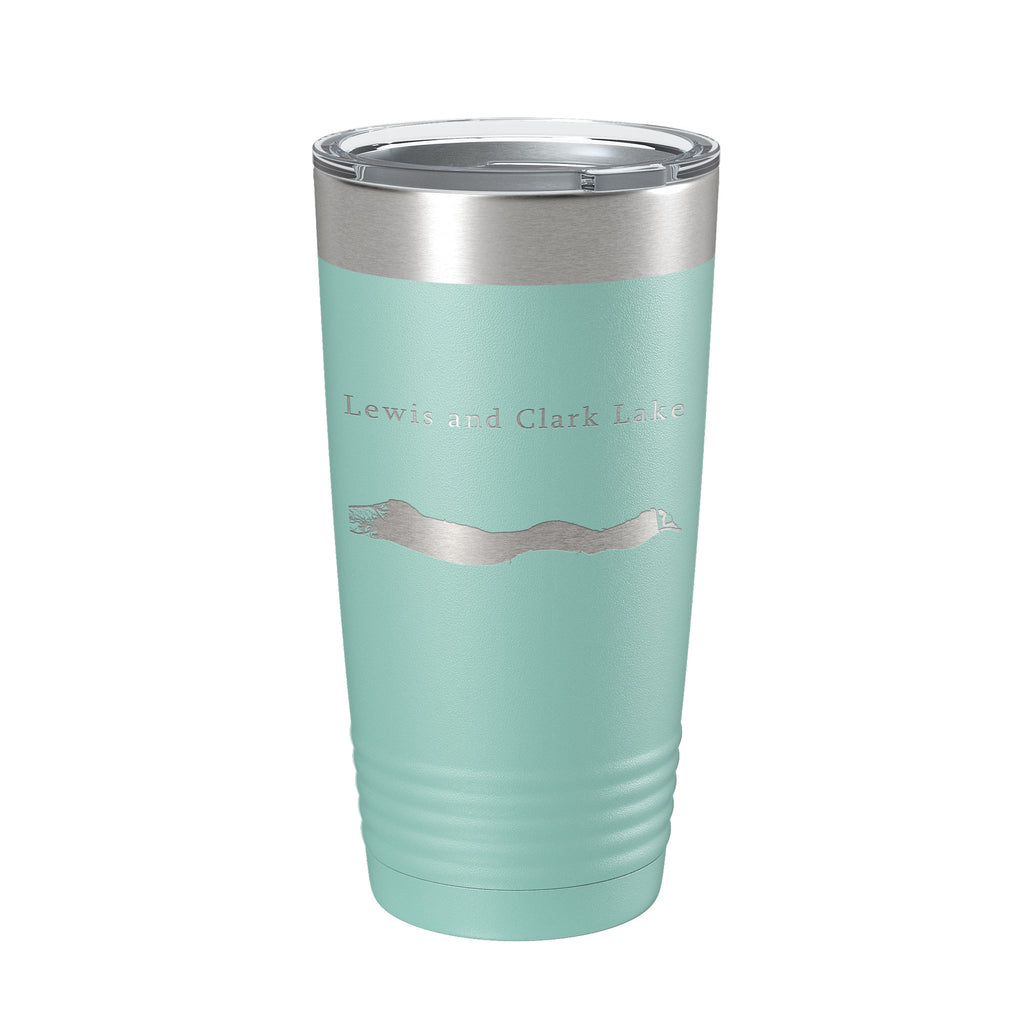 Lewis and Clark Lake Map Tumbler Travel Mug Insulated Laser Engraved Coffee Cup Nebraska South Dakota 20 oz