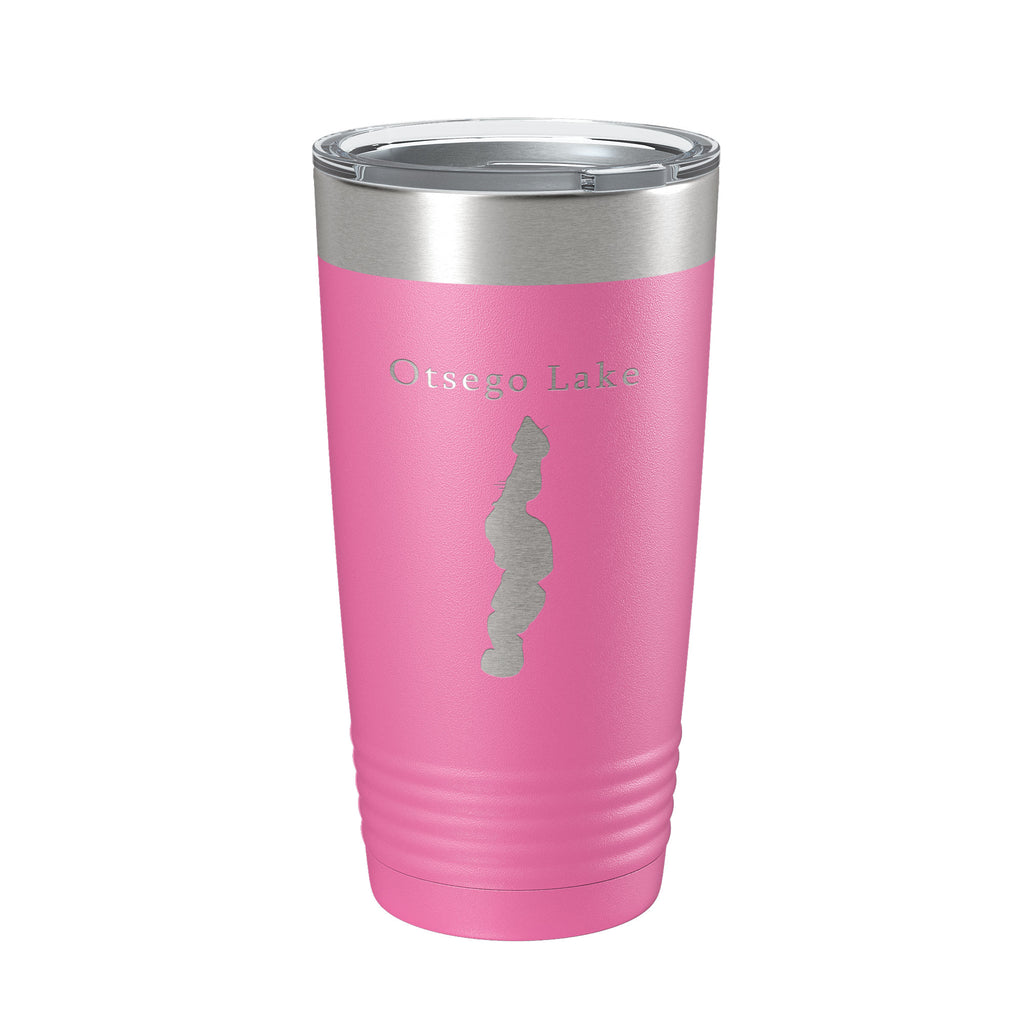 Otsego Lake Map Tumbler Travel Mug Insulated Laser Engraved Coffee Cup Michigan 20 oz