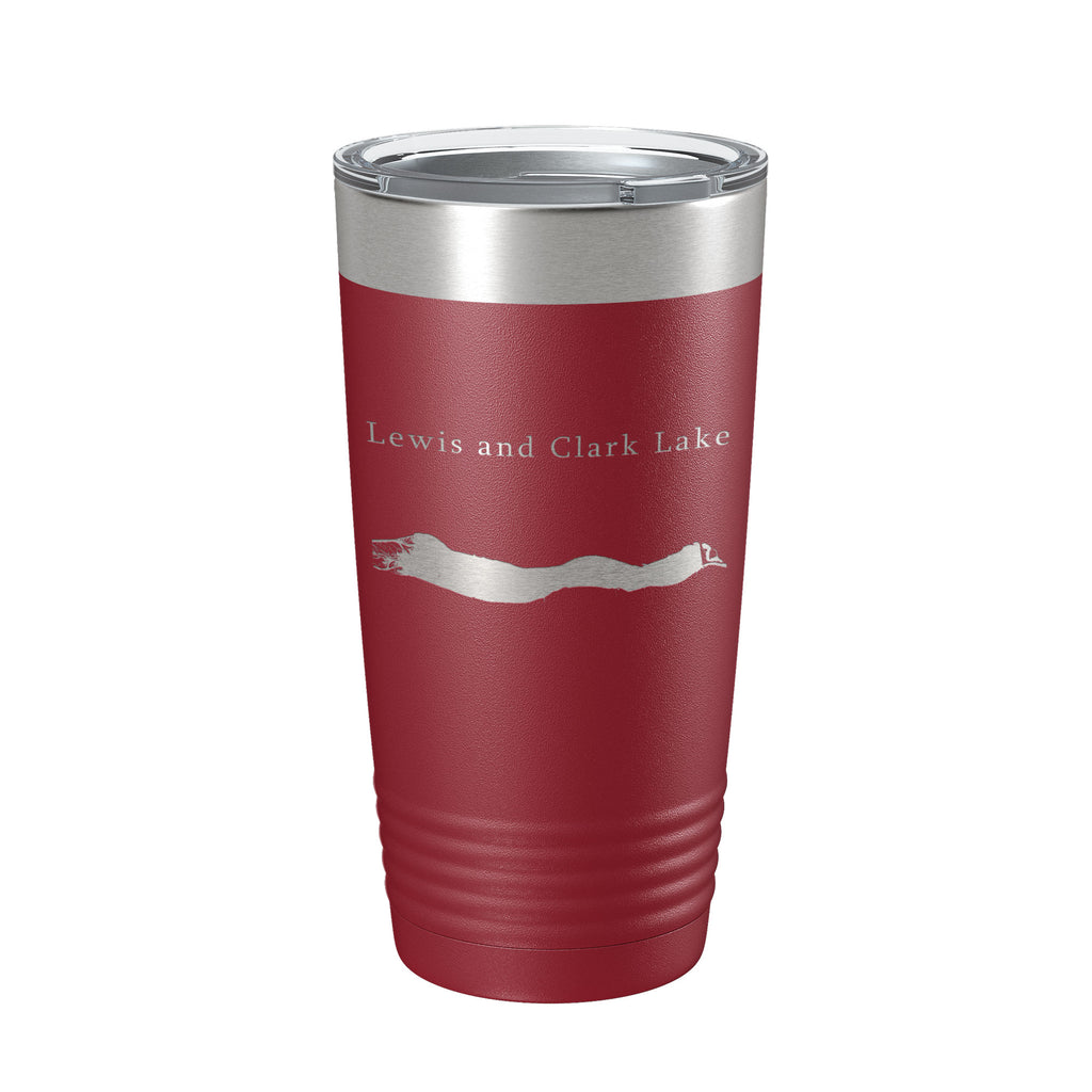 Lewis and Clark Lake Map Tumbler Travel Mug Insulated Laser Engraved Coffee Cup Nebraska South Dakota 20 oz