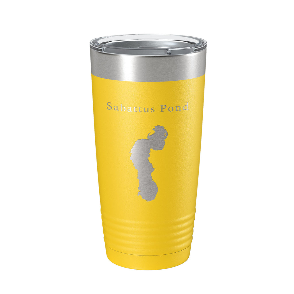 Sabattus Pond Tumbler Lake Map Travel Mug Insulated Laser Engraved Coffee Cup Maine 20 oz