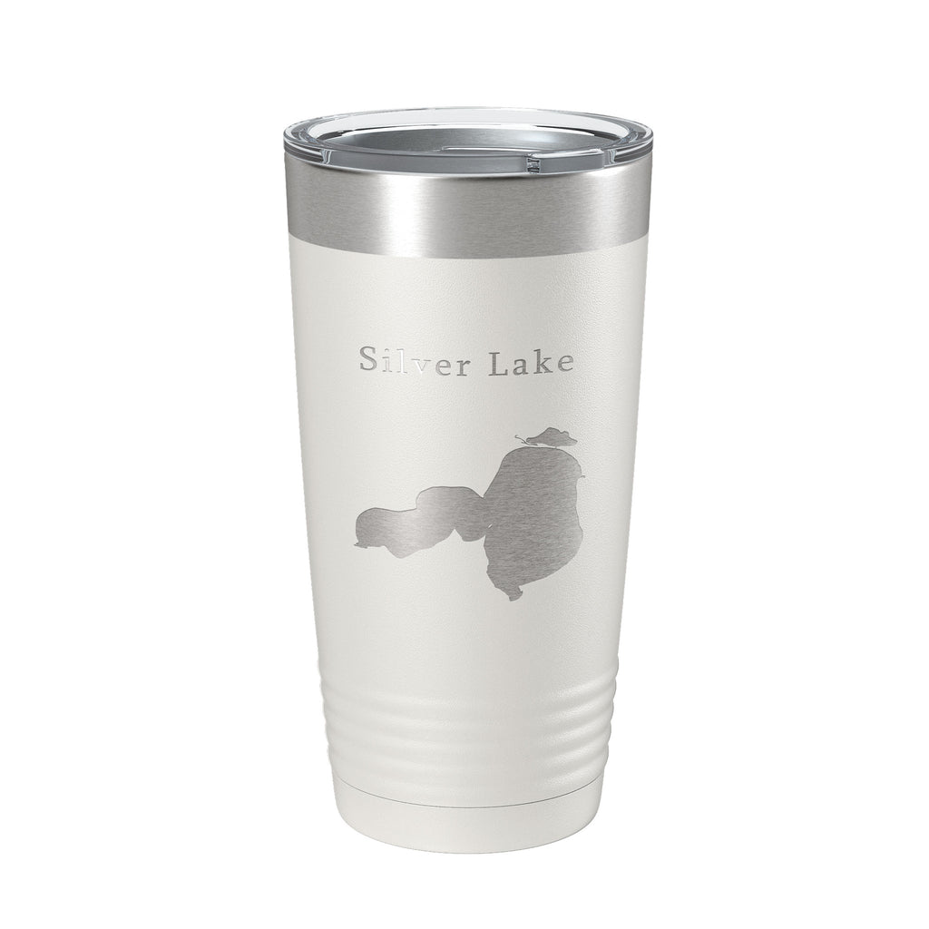 Silver Lake Map Tumbler Travel Mug Insulated Laser Engraved Coffee Cup Iowa 20 oz